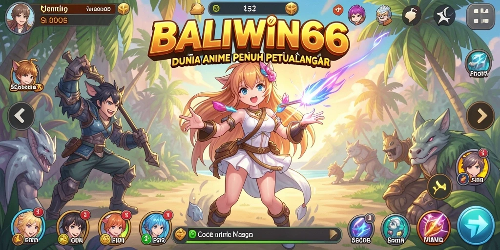 Tampilan gameplay BALIWIN66 dengan karakter anime yang dinamis.