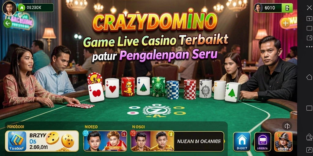 Tampilan gameplay menegangkan di CRAZYDOMINO dengan dealer profesional.