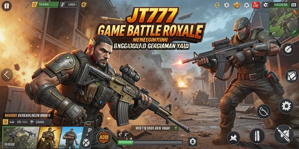Tangkapan layar JT777 menunjukkan aksi mendebarkan dalam pertempuran Battle Royale.