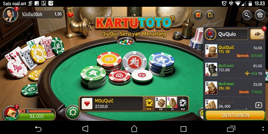 Tampilan gameplay KARTUTOTO yang menarik saat bermain QiuQiu.