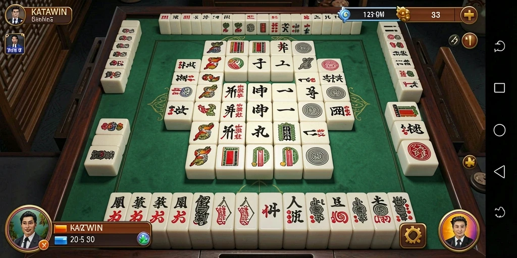Screenshot gameplay KATAWIN menunjukkan aksi seru permainan Mahjong.