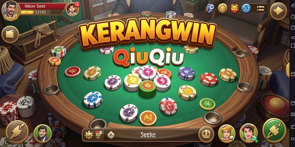 Screenshot gameplay KERANGWIN dengan tampilan kartu QiuQiu.