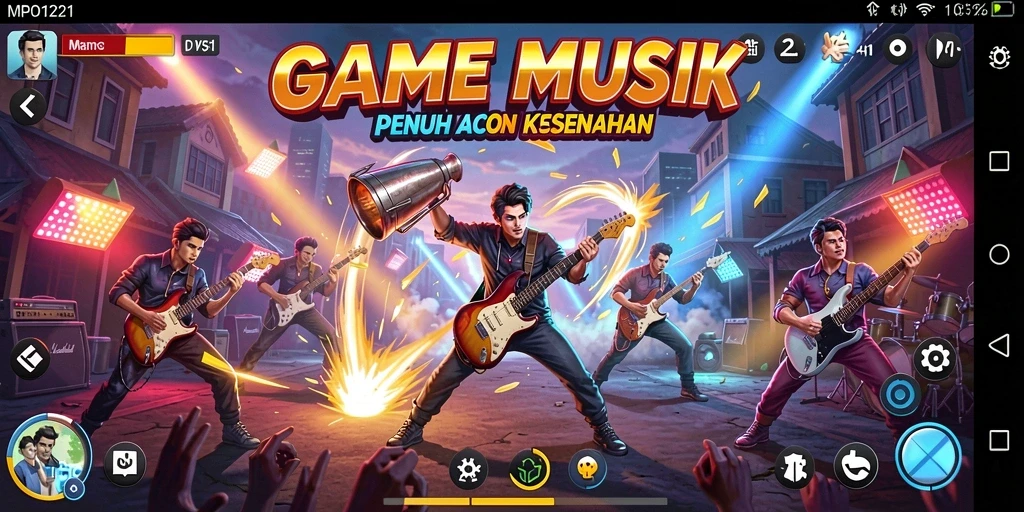 Screenshot MPO1221 menampilkan gameplay musik yang seru dan menantang.