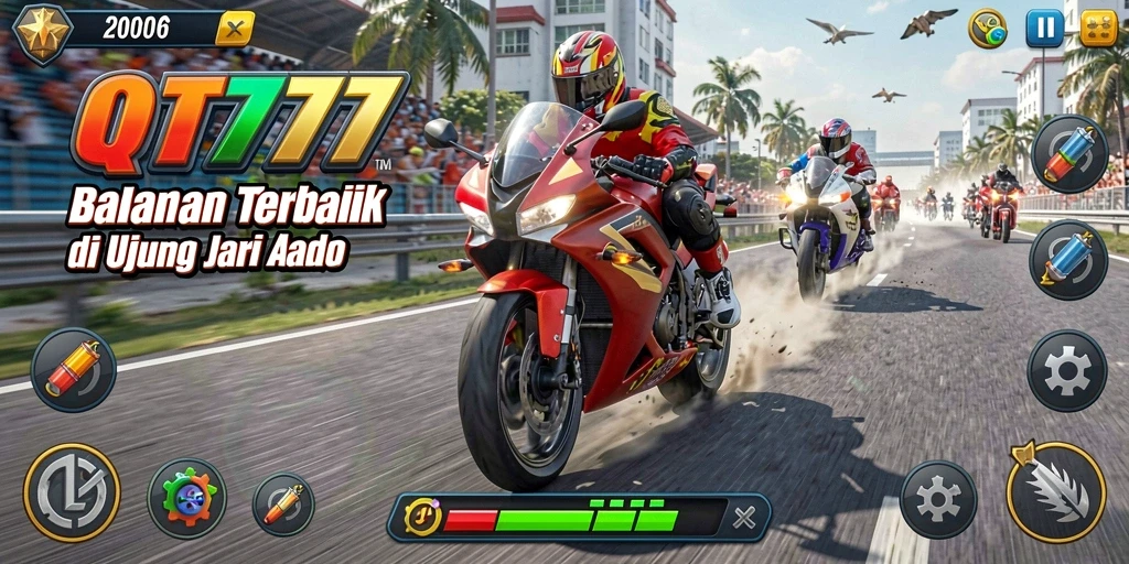 Tampilan gameplay seru dengan balapan motor yang mendebarkan.