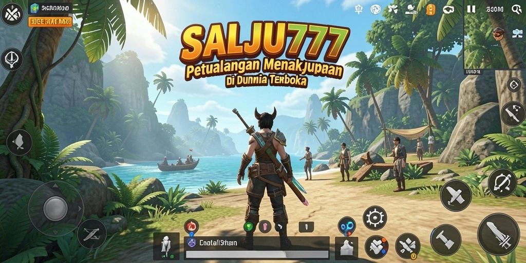 Tangkapan layar gameplay SALJU777 yang menunjukkan dunia luas yang dapat dijelajahi.
