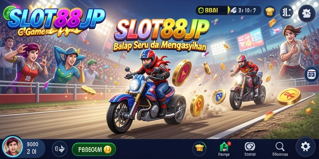 Tampilan balapan mendebarkan dalam SLOT88JP dengan grafis menawan.