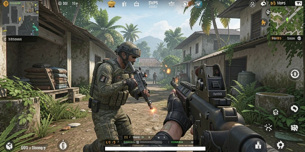 Tangkapan layar gameplay SVIP5 yang menampilkan aksi tembak-menembak seru.